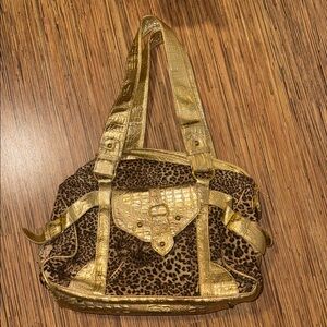 Leopard Print and Gold Women's Bag